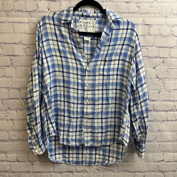 Frank & Eileen Tops - Frank & Eileen Relaxed Button-Up Shirt Blue Plaid Modal Women's Size XS